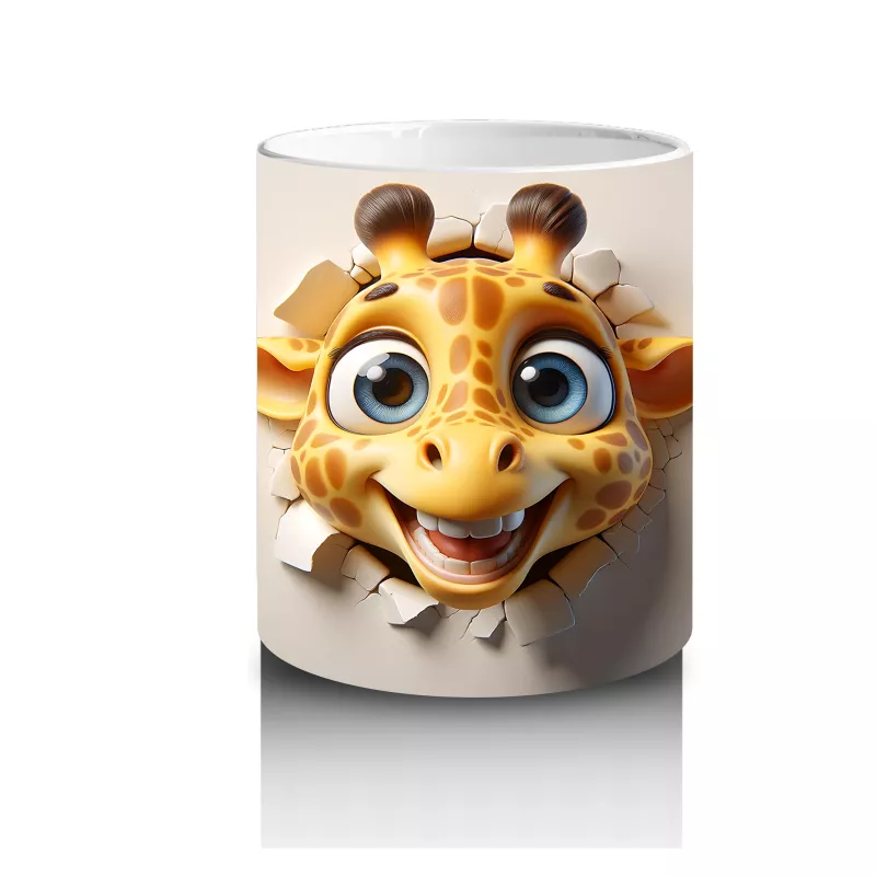 Boynuzlu Gözlüklü Sevimli Zürafa – Baskılı Kahve Kupası - 3
