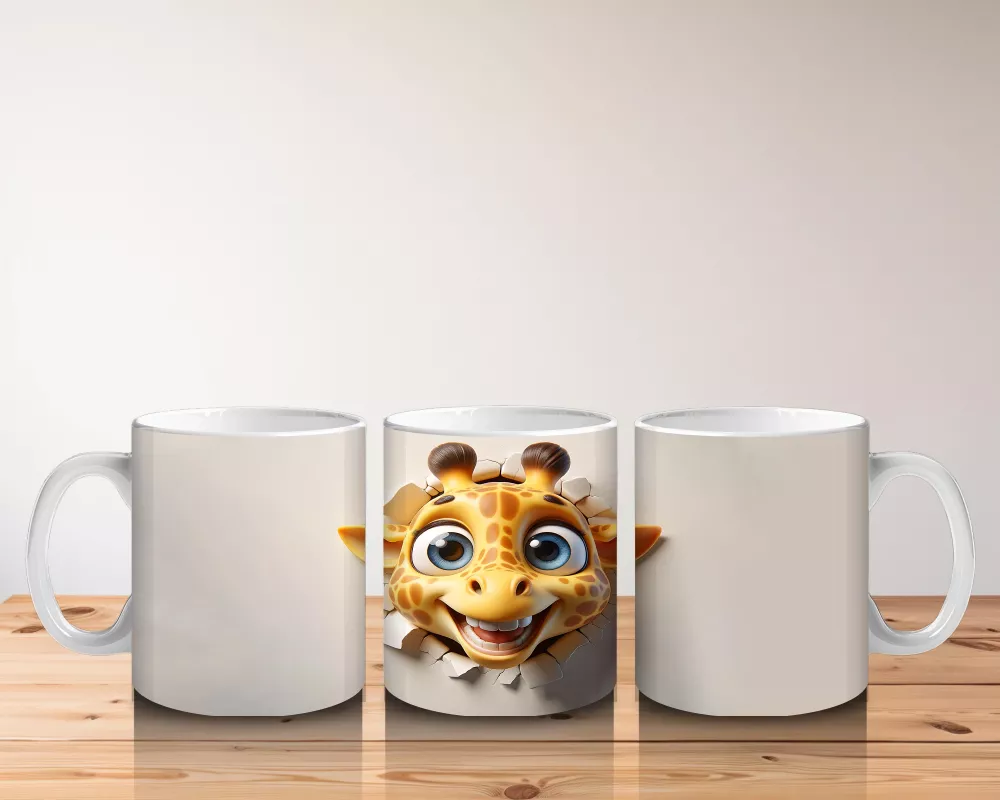 Boynuzlu Gözlüklü Sevimli Zürafa – Baskılı Kahve Kupası - 5