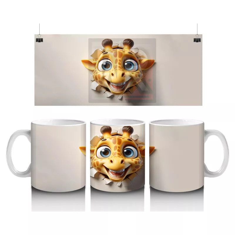Boynuzlu Gözlüklü Sevimli Zürafa – Baskılı Kahve Kupası
