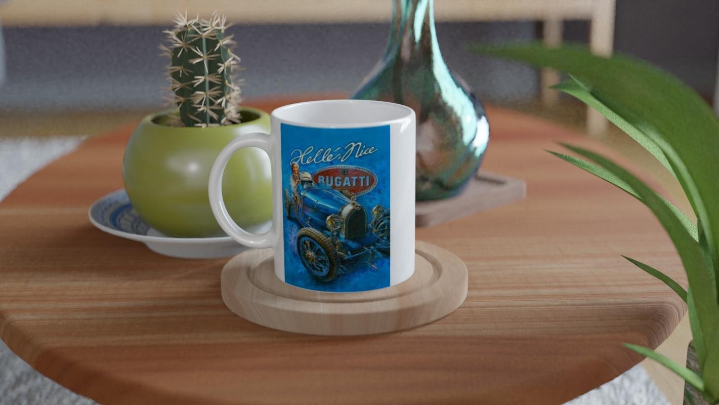 Bugatti Type 35 ve Helle Nice Temalı Retro Kupa Bardak - 4