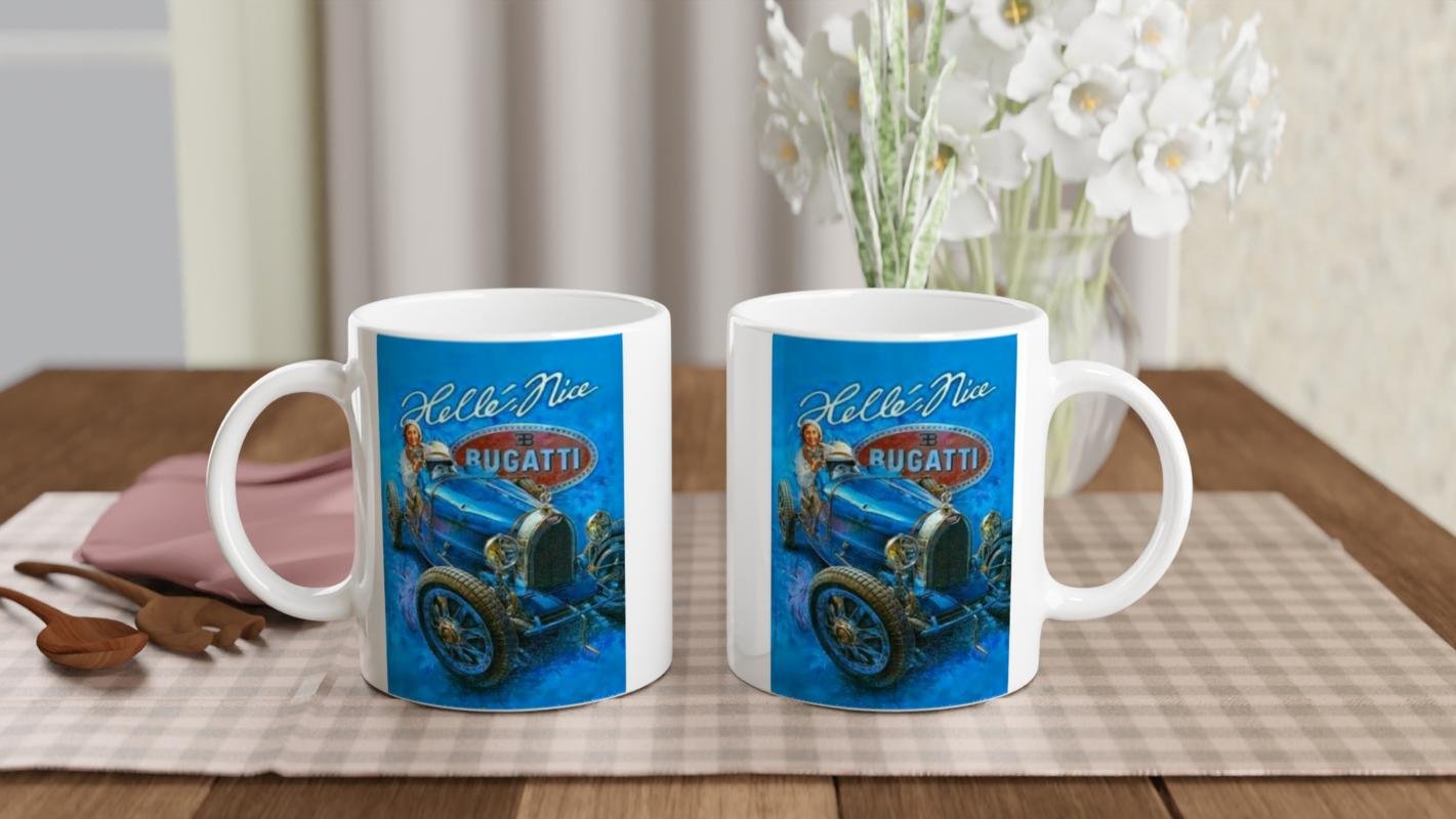 Bugatti Type 35 ve Helle Nice Temalı Retro Kupa Bardak - 5