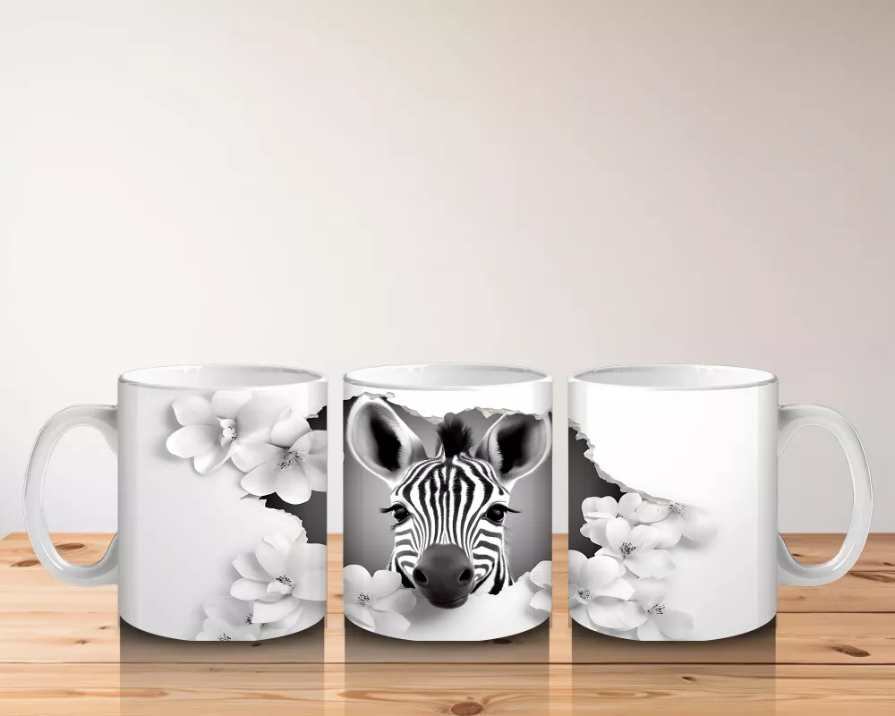 Bulutlar Arasında Sevimli Zebra – Baskılı Kahve Kupası - 5
