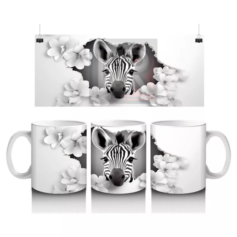 Bulutlar Arasında Sevimli Zebra – Baskılı Kahve Kupası