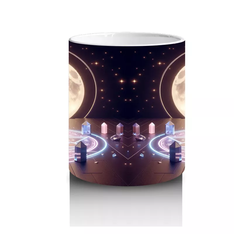 Büyü Halkası İçinde Ellerini Kaldıran Cadı Figürlü Mistik Cadılar Bayramı Baskılı Kupa Bardak - 3