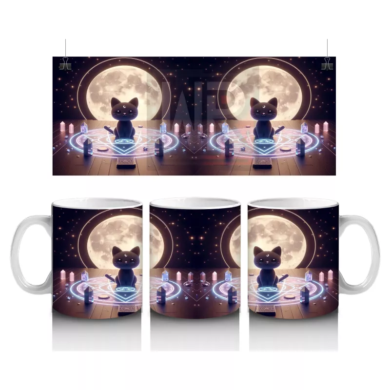 Büyü Halkası İçinde Ellerini Kaldıran Cadı Figürlü Mistik Cadılar Bayramı Baskılı Kupa Bardak