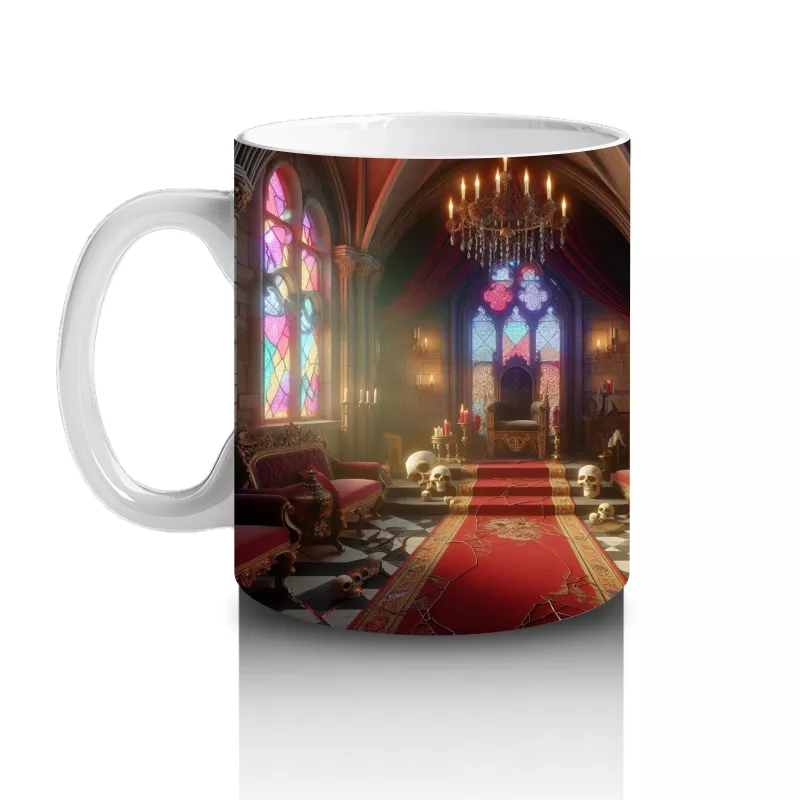 Büyü Masası Üzerinde İksirler ve Mumlarla Gotik Cadı Temalı Baskılı Kupa Bardak - 2