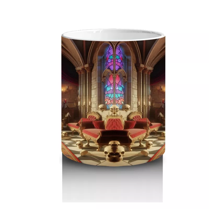 Büyü Masası Üzerinde İksirler ve Mumlarla Gotik Cadı Temalı Baskılı Kupa Bardak - 3