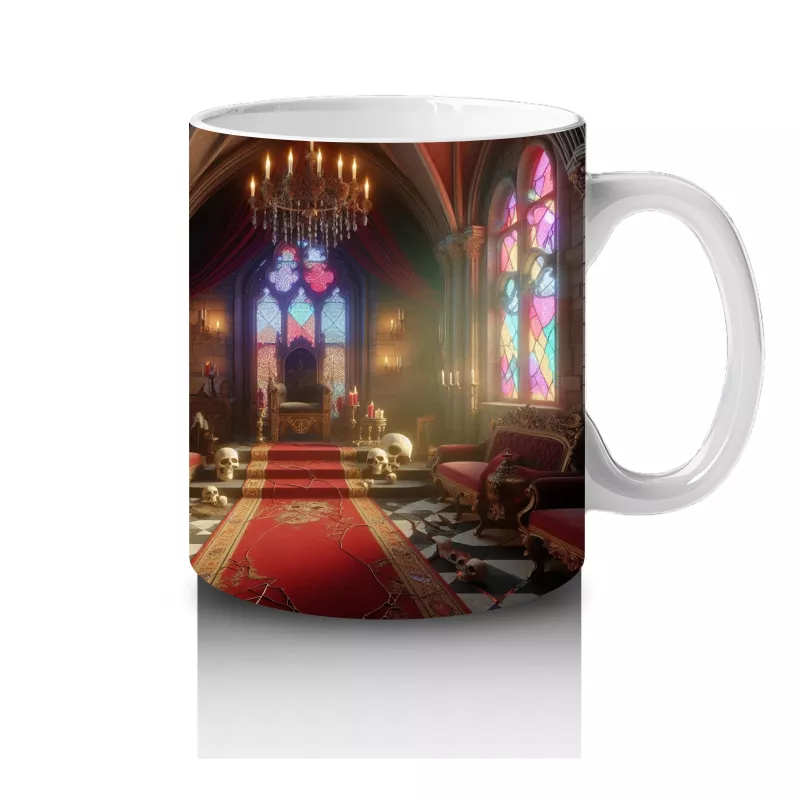 Büyü Masası Üzerinde İksirler ve Mumlarla Gotik Cadı Temalı Baskılı Kupa Bardak - 4