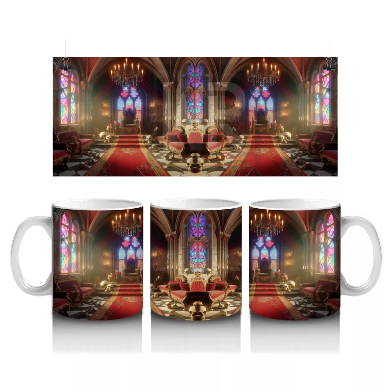 Büyü Masası Üzerinde İksirler ve Mumlarla Gotik Cadı Temalı Baskılı Kupa Bardak