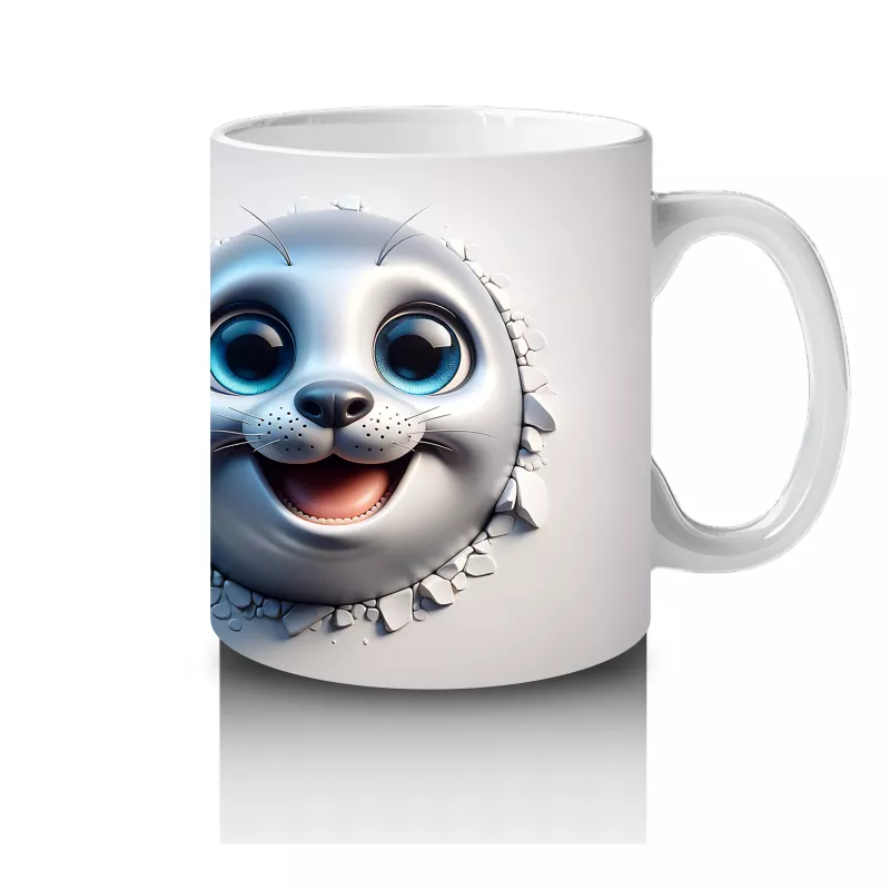 Büyük Gözlü Sevimli Deniz Canlısı İkilisi – Baskılı Kahve Kupası - 4