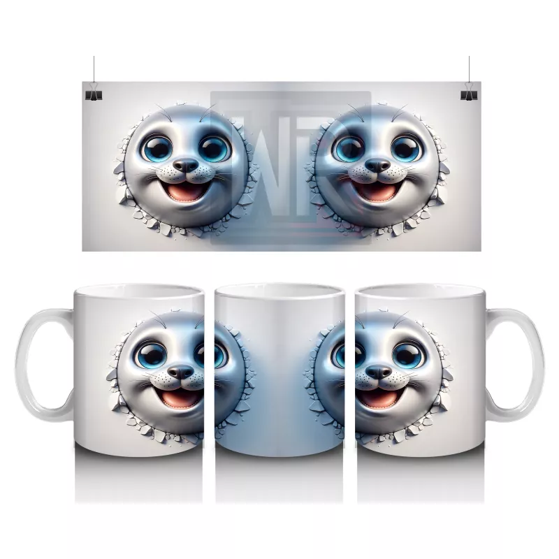 Büyük Gözlü Sevimli Deniz Canlısı İkilisi – Baskılı Kahve Kupası