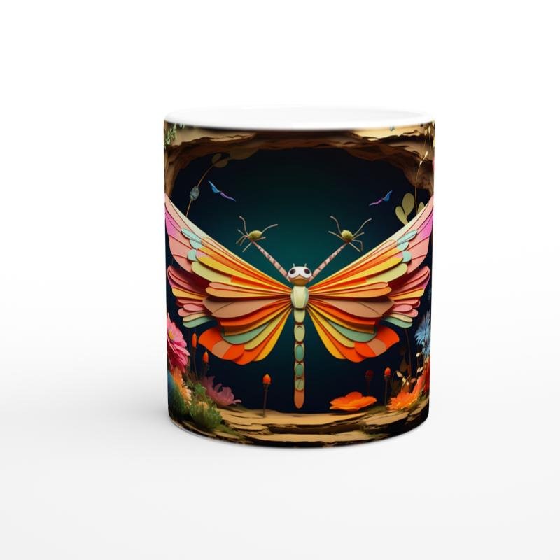 Büyülü Bahçede Uçan Renkli Kelebek Temalı Baskılı Kupa Bardak