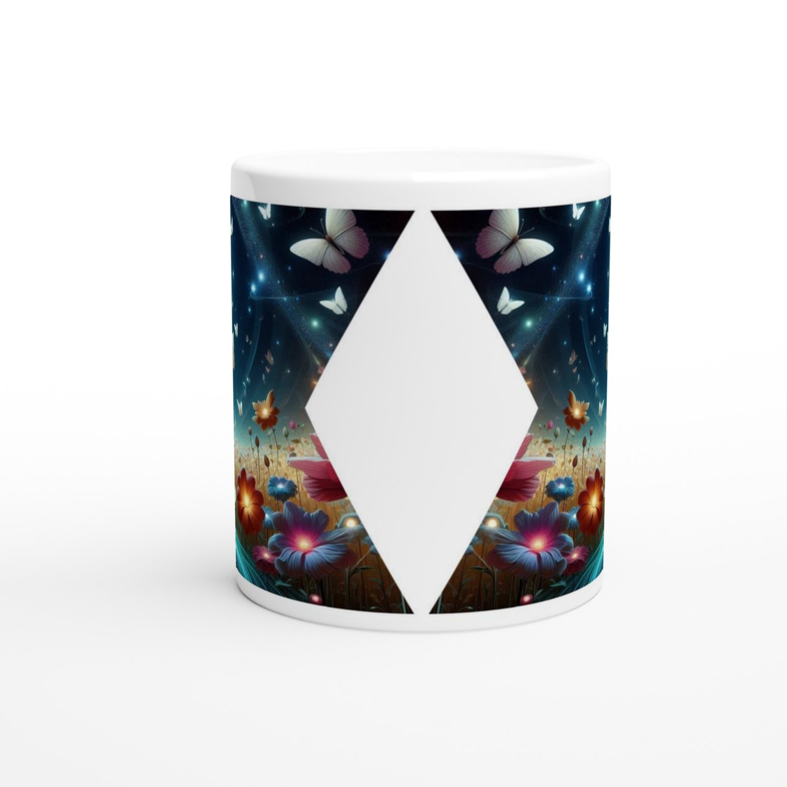 Büyülü Çiçek Bahçesi ve Kelebekler Baskılı Kupa Bardak - 2