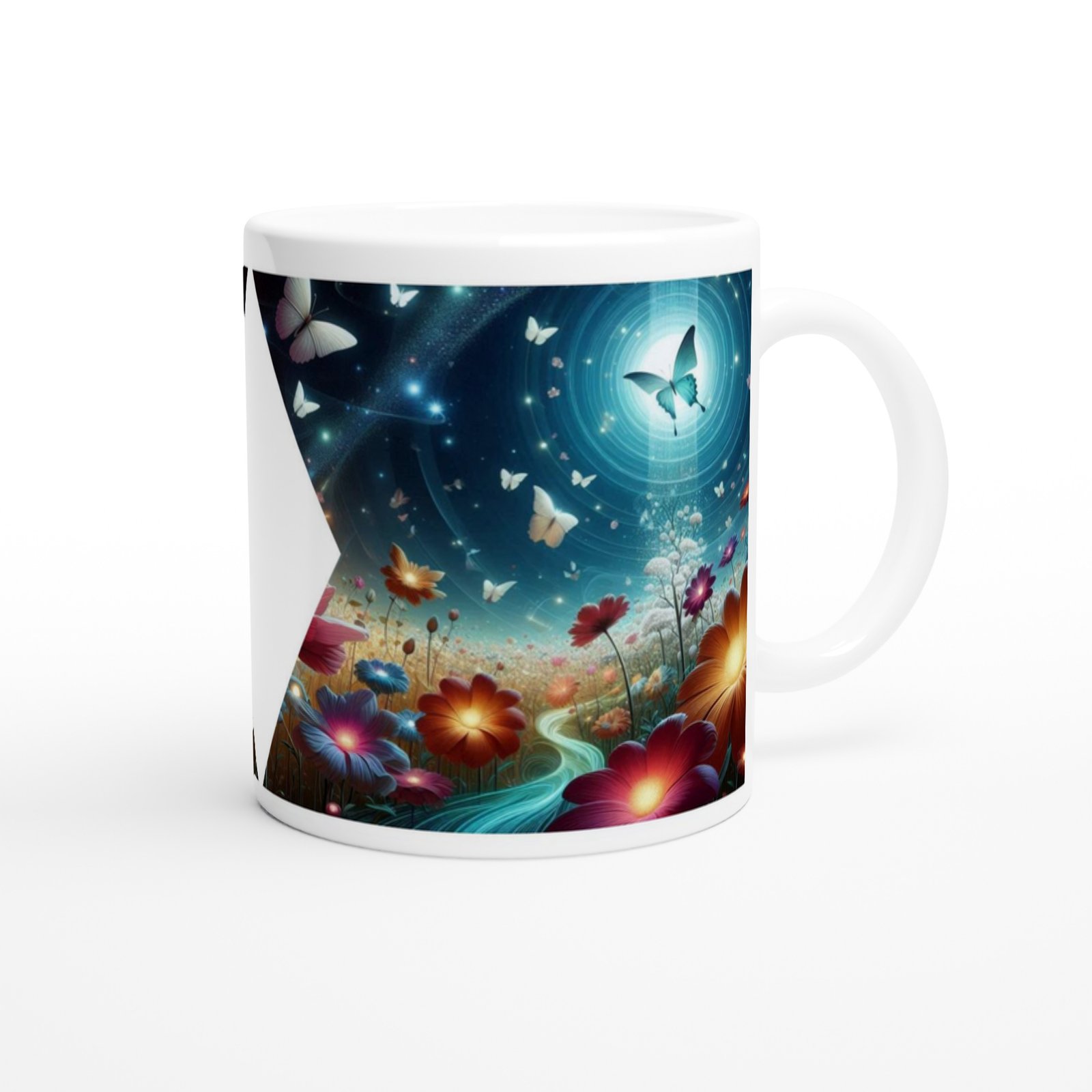 Büyülü Çiçek Bahçesi ve Kelebekler Baskılı Kupa Bardak - 3