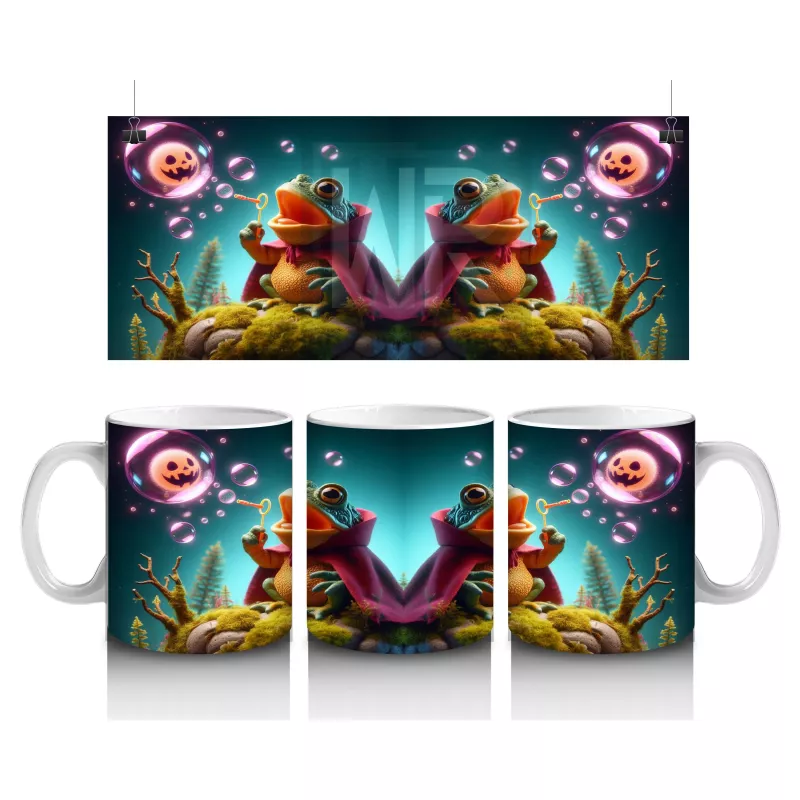 Büyülü İksir Kazanı Başında Sevimli Cadı Ayıcık Figürlü Cadılar Bayramı Baskılı Kupa Bardak