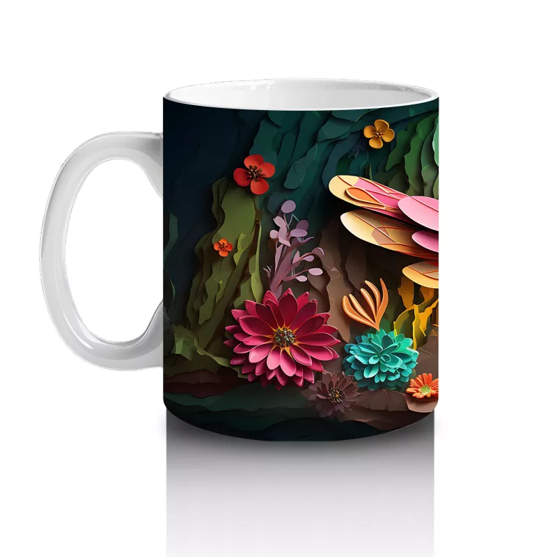 Büyülü Mağarada Renkli Kanatlı Yusufçuk Figürü - Baskılı kahve kupası - 2