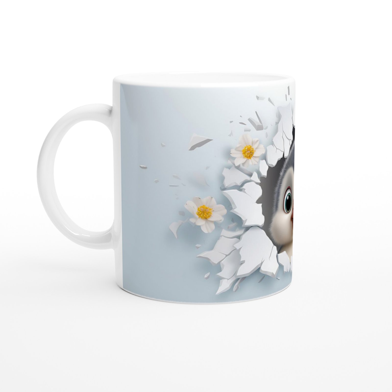 Buz Çiçeklerinin Arasında Yavru Penguen Temalı Baskılı Kupa Bardak - 2