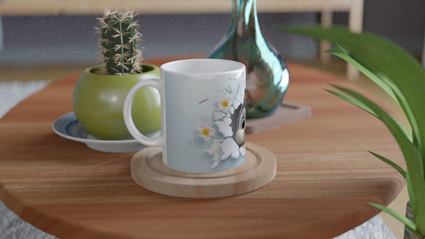 Buz Çiçeklerinin Arasında Yavru Penguen Temalı Baskılı Kupa Bardak - 4