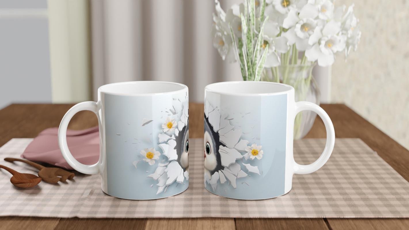 Buz Çiçeklerinin Arasında Yavru Penguen Temalı Baskılı Kupa Bardak - 5