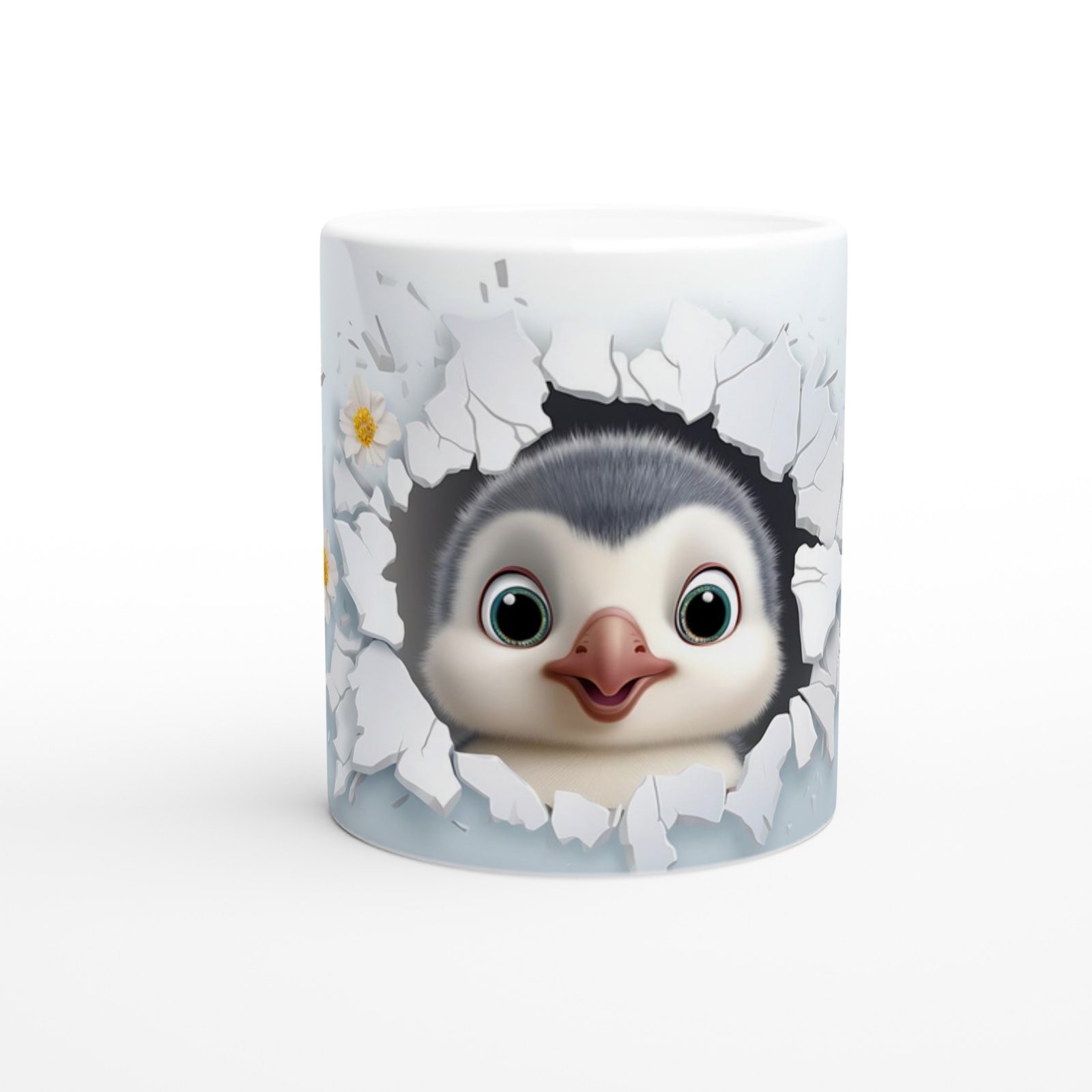 Buz Çiçeklerinin Arasında Yavru Penguen Temalı Baskılı Kupa Bardak