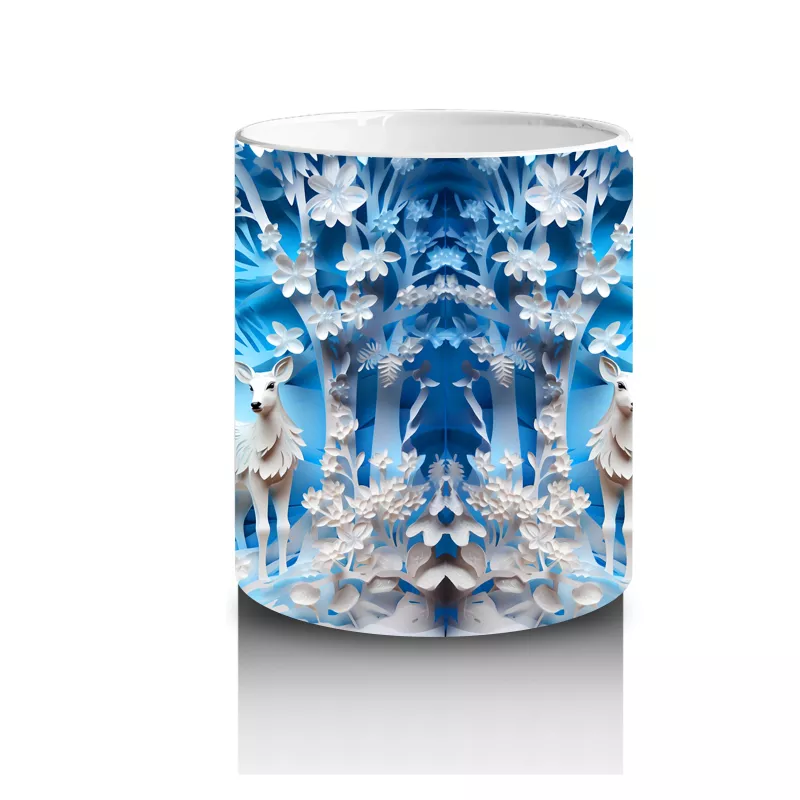 Buz Geyikleri Kristal Arka Planla – Baskılı Kupa - 3