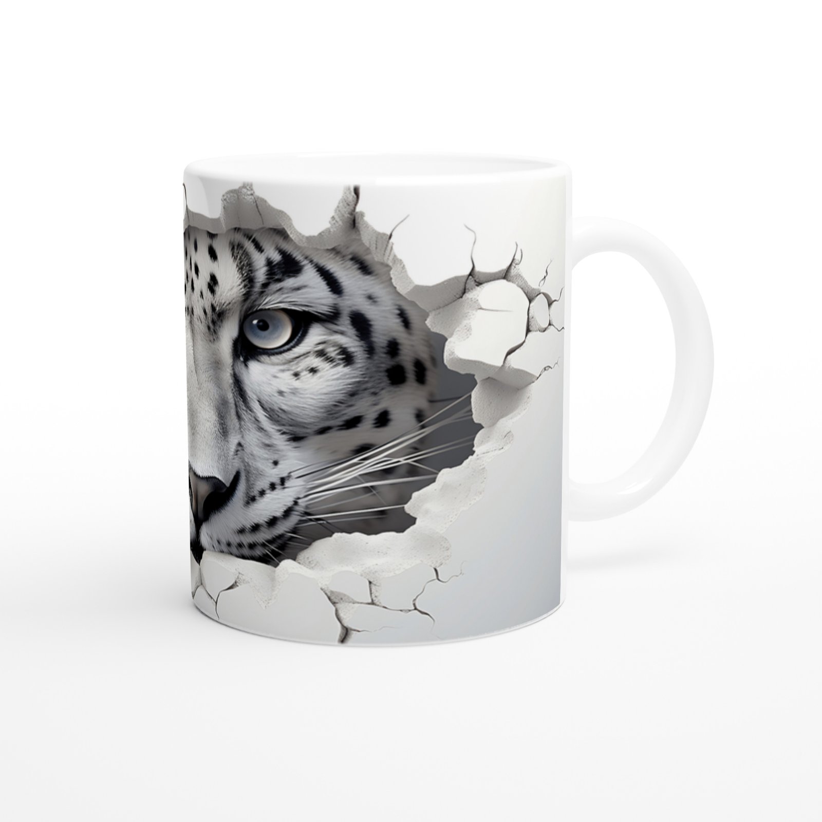 Buz Gibi Bakışlı Kar Leoparı Desenli Baskılı Kupa Bardak - 2