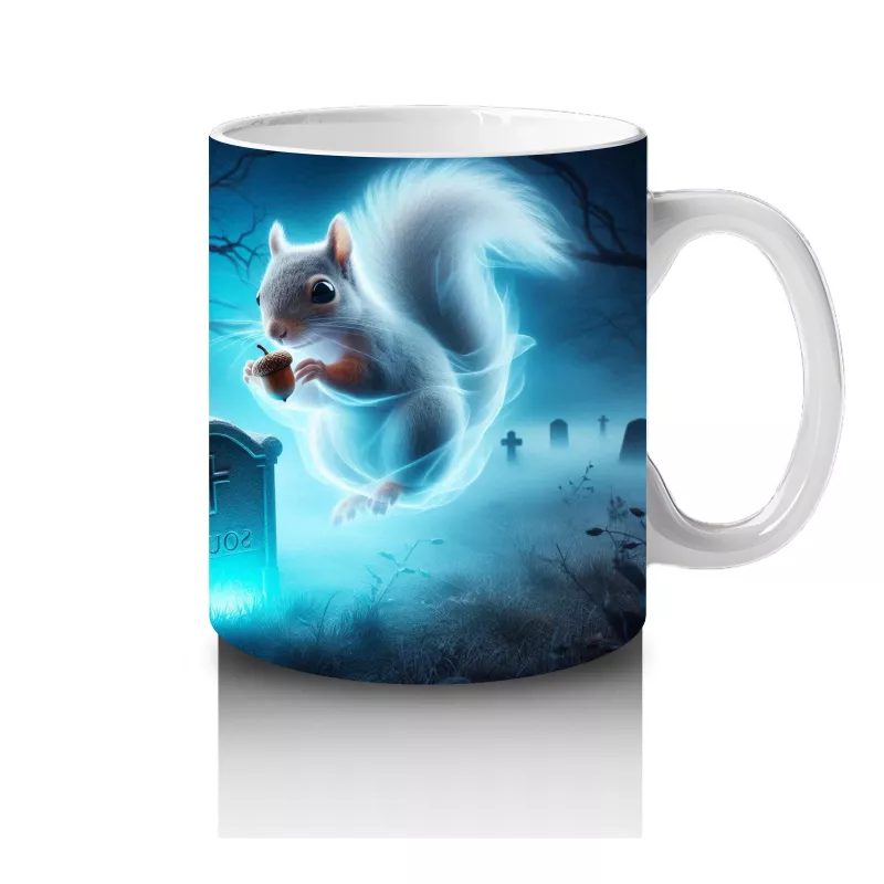 Buz Mavisi Alevlerle Yükselen Hayalet Figürlü Cadılar Bayramı Baskılı Kupa - 4