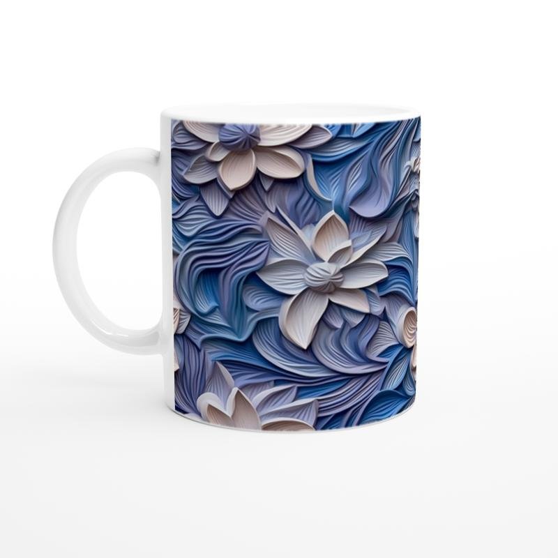 Buz Mavisi Çiçek Dalgaları Kupa Bardak