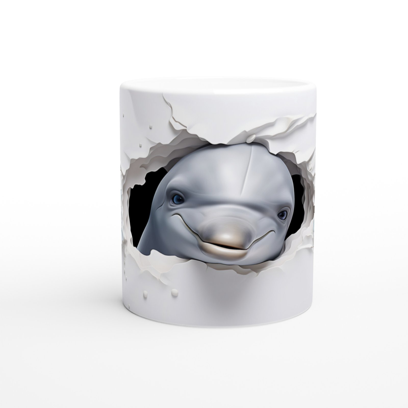 Buz Mavisi Çiçekler ve Sevimli Yunus Su Altı Temalı Kupa Bardak