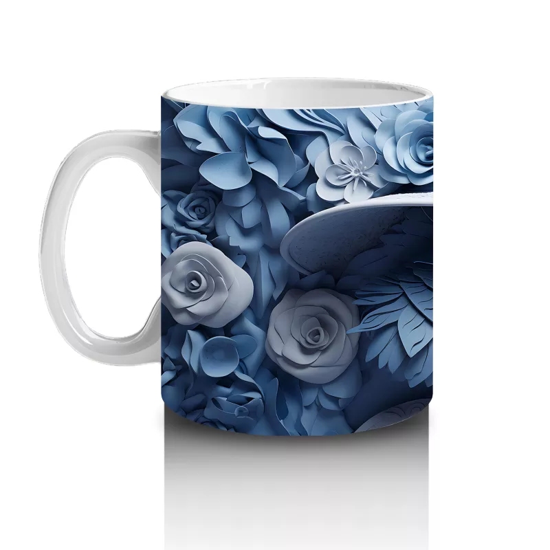 Buz Mavisi Güller Arasında Solgun Maske – Hediyelik Kahve Kupası - 2