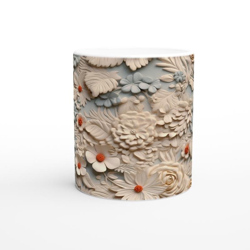 Buz Mavisi Zarafet Çiçekli Kupa Bardak - 2