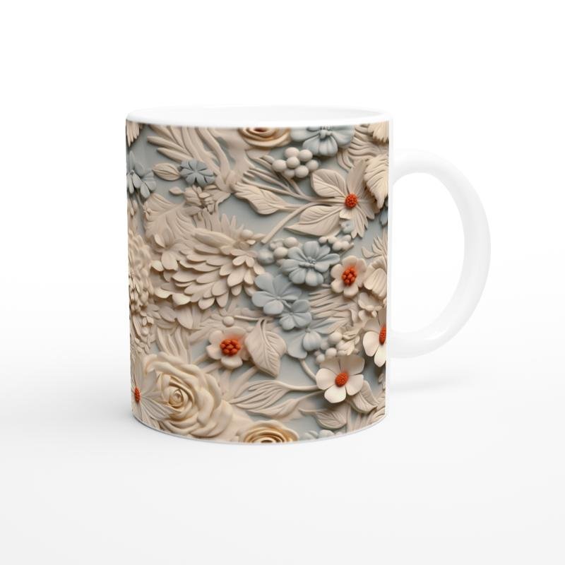 Buz Mavisi Zarafet Çiçekli Kupa Bardak - 3