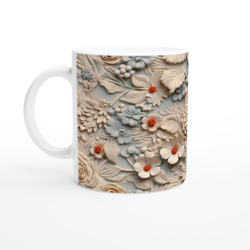 Buz Mavisi Zarafet Çiçekli Kupa Bardak