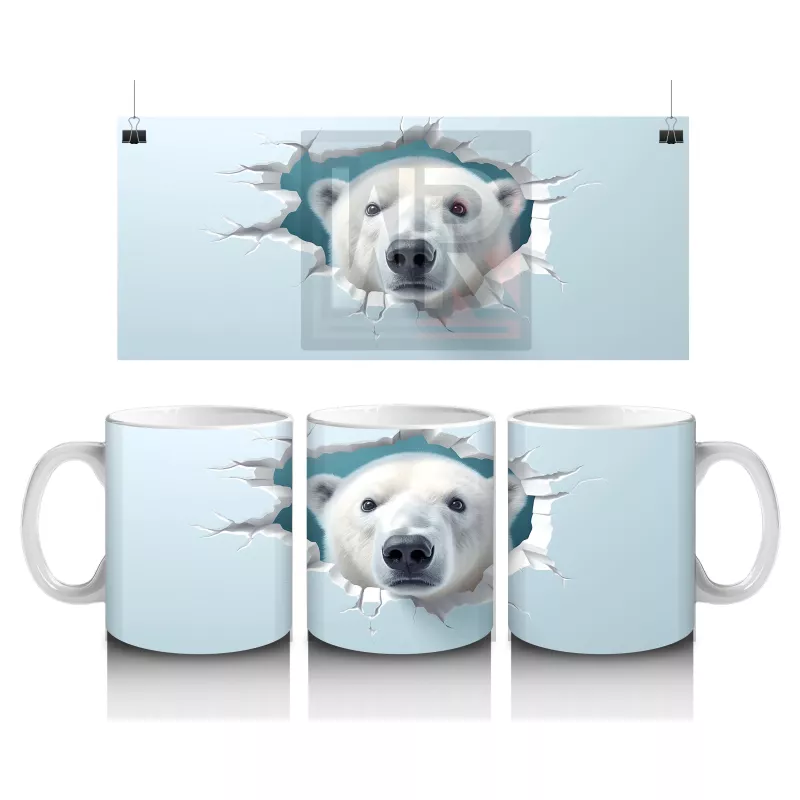 Buz Zemin Üzerinde Kutup Ayısı Figürü – Baskılı Kupa