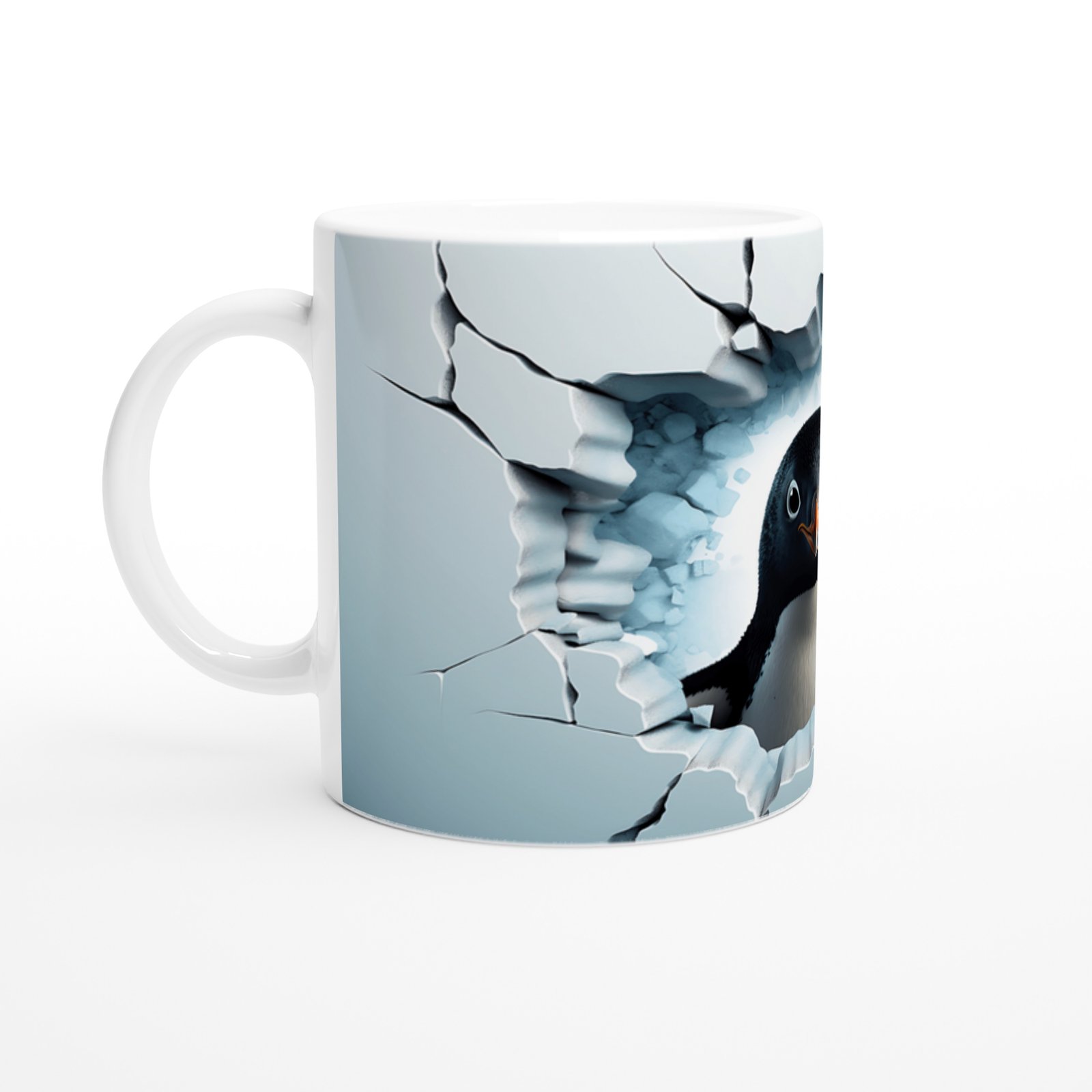 Buzlu Duvarı Delen Sevimli Penguen Baskılı Kupa Bardak - 2