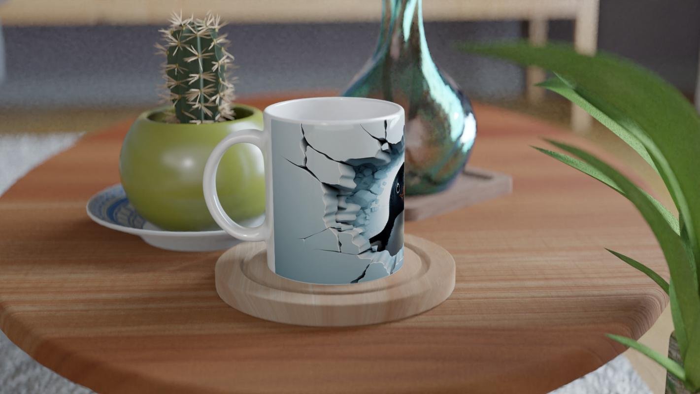 Buzlu Duvarı Delen Sevimli Penguen Baskılı Kupa Bardak - 4