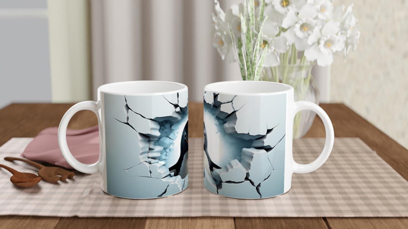 Buzlu Duvarı Delen Sevimli Penguen Baskılı Kupa Bardak - 5