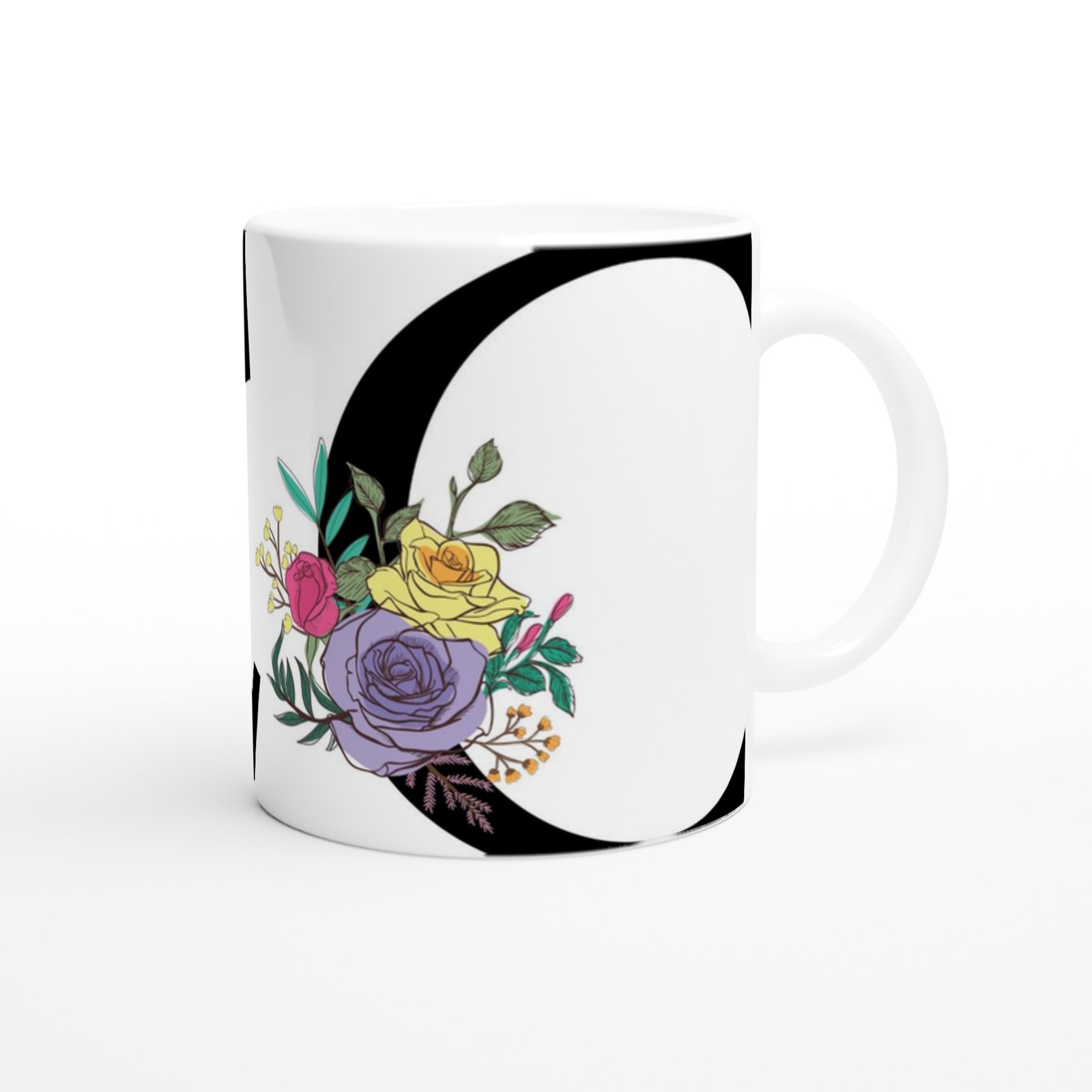 C Harfi Çizgisel Çiçekli Kupa Bardak - 2