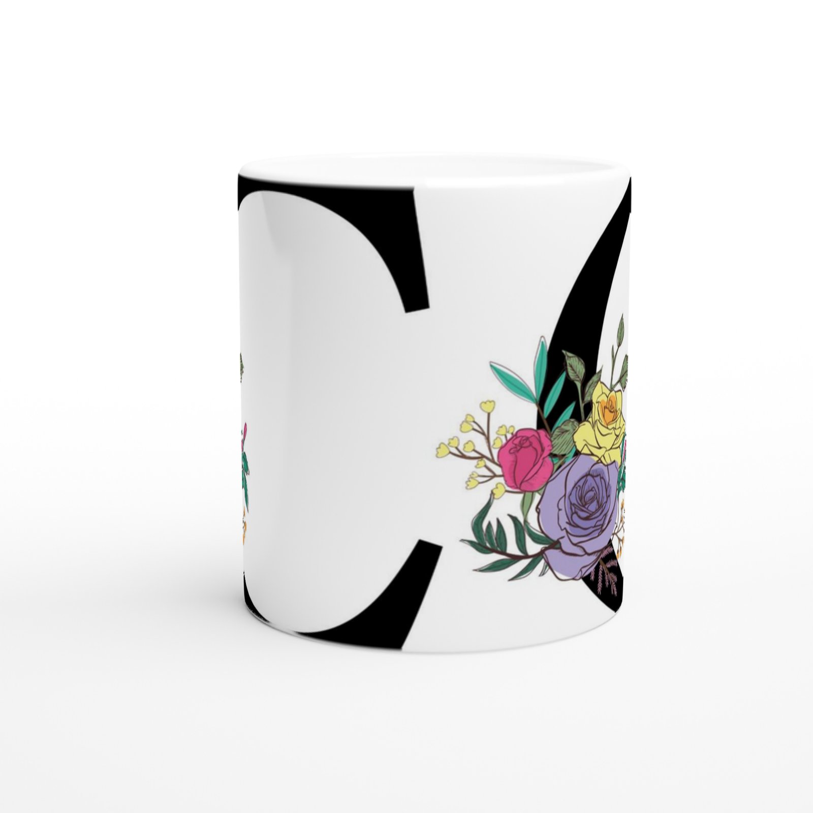 C Harfi Çizgisel Çiçekli Kupa Bardak - 3