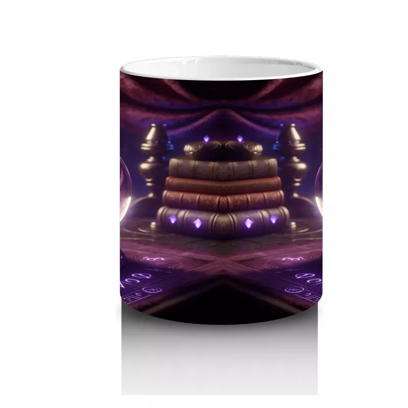 Cadı Kazanı ve Sihirli Küre Desenli Gotik Cadılar Bayramı Baskılı Kupa - 3