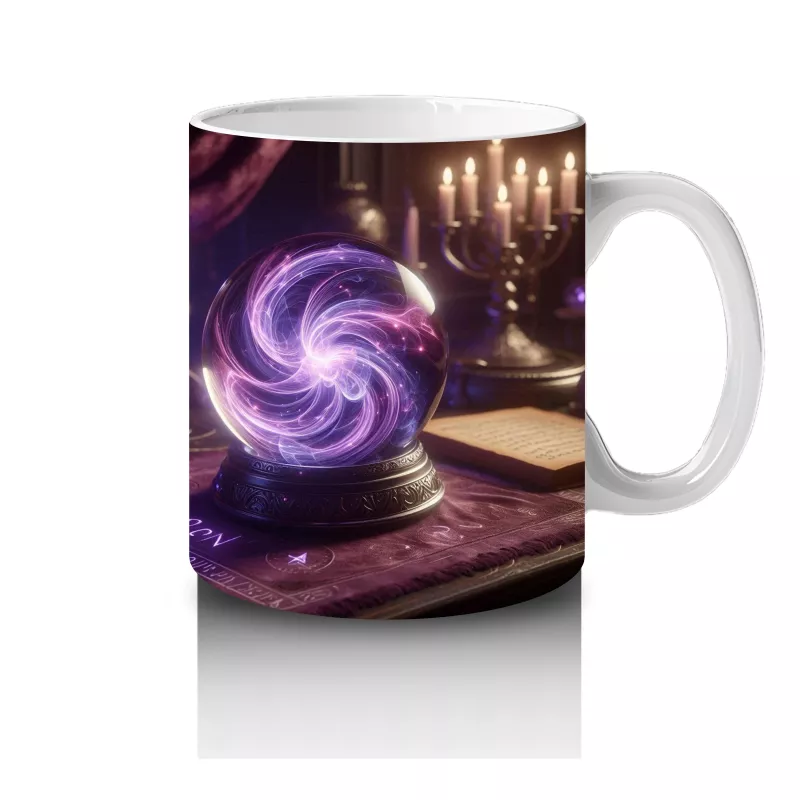 Cadı Kazanı ve Sihirli Küre Desenli Gotik Cadılar Bayramı Baskılı Kupa - 4