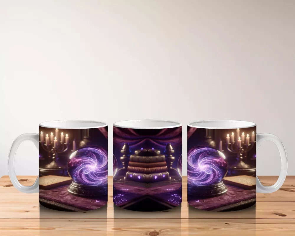 Cadı Kazanı ve Sihirli Küre Desenli Gotik Cadılar Bayramı Baskılı Kupa - 5