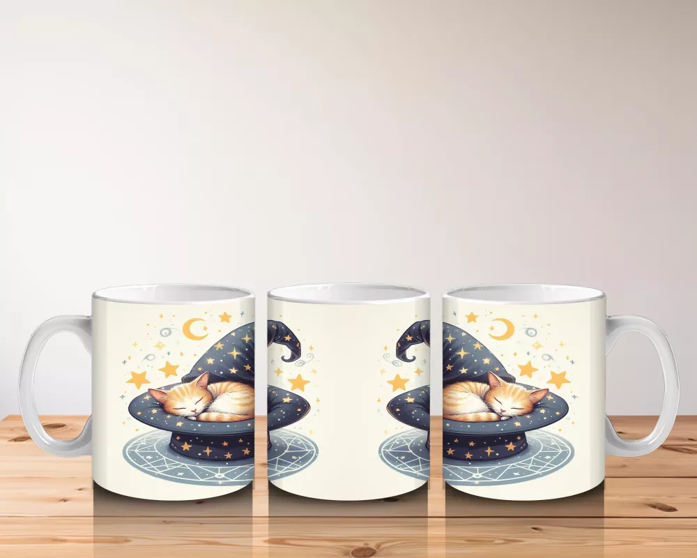 Cadı Şapkası ve Mum Işığı Figürlü Minimal Cadılar Bayramı Baskılı Kupa - 5