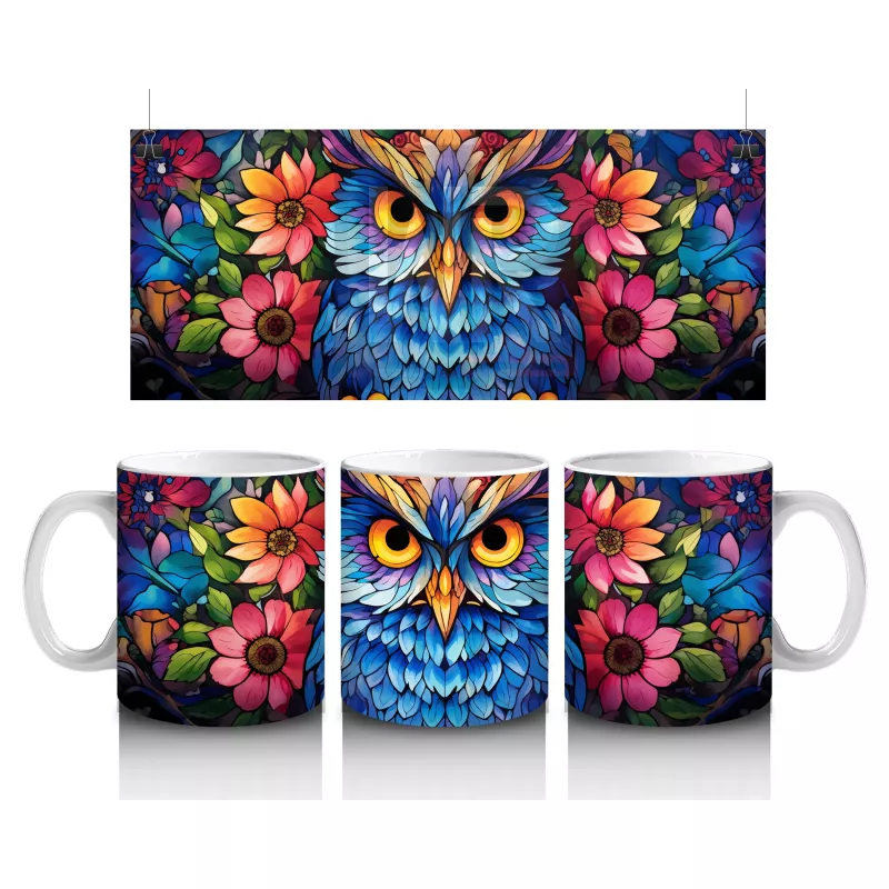 Canlı Renkli Tüyleriyle Baykuş – Baskılı Kahve Kupası