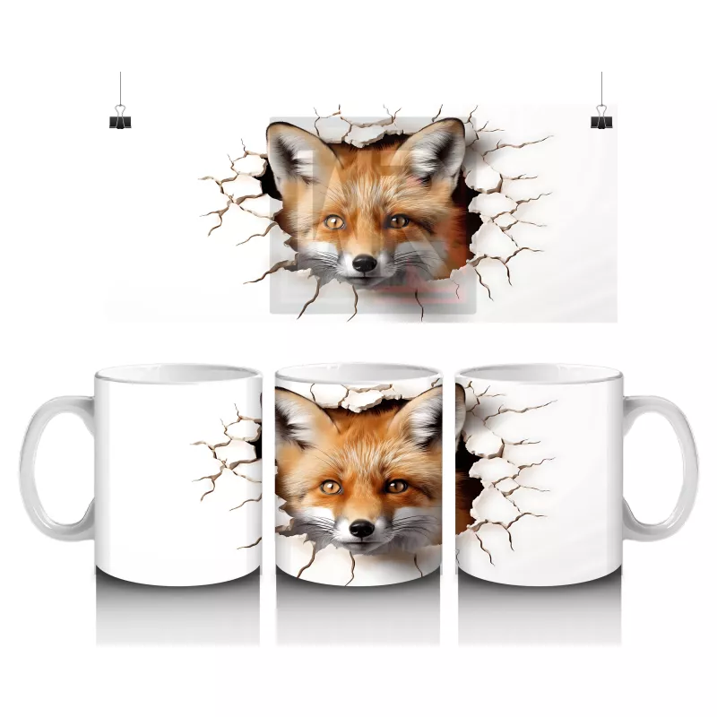 Çatlak Arasından Bakan Kızıl Tilki – Baskılı Kahve Kupası