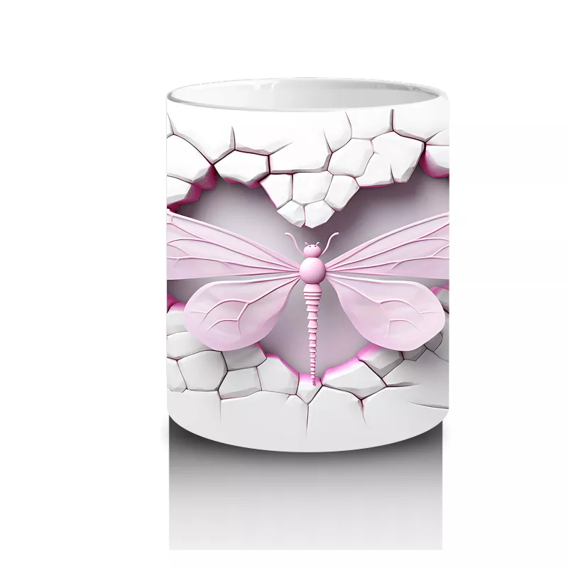 Çatlak Arka Planda Pastel Yusufçuk – Baskılı Kahve Kupası - 3