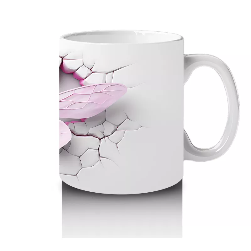 Çatlak Arka Planda Pastel Yusufçuk – Baskılı Kahve Kupası - 4