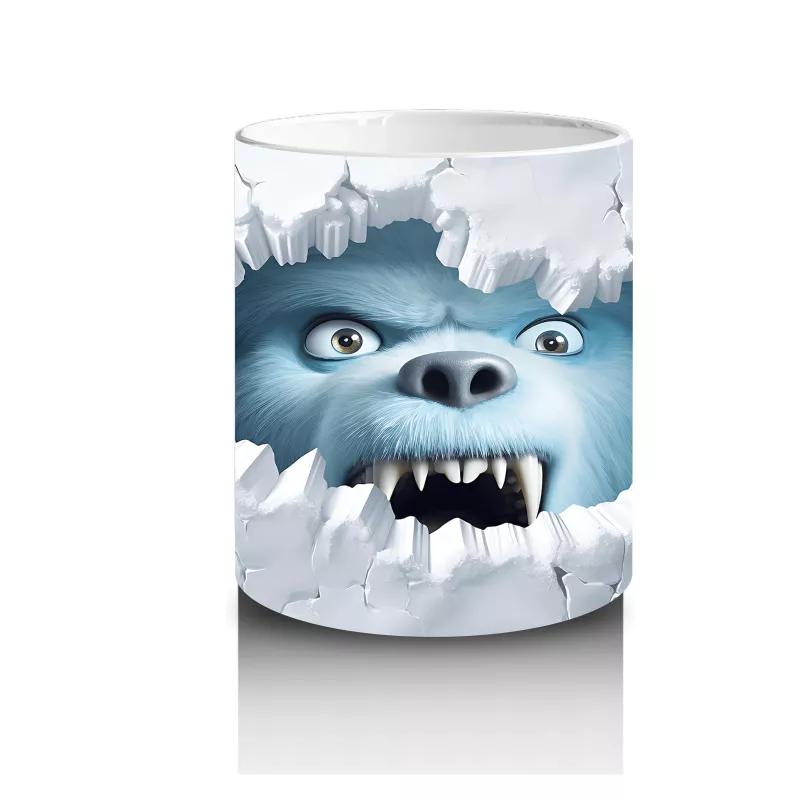 Çatlak Buzdan Bakan Mavi Yeti Yüzü – Baskılı Kahve Kupası - 3