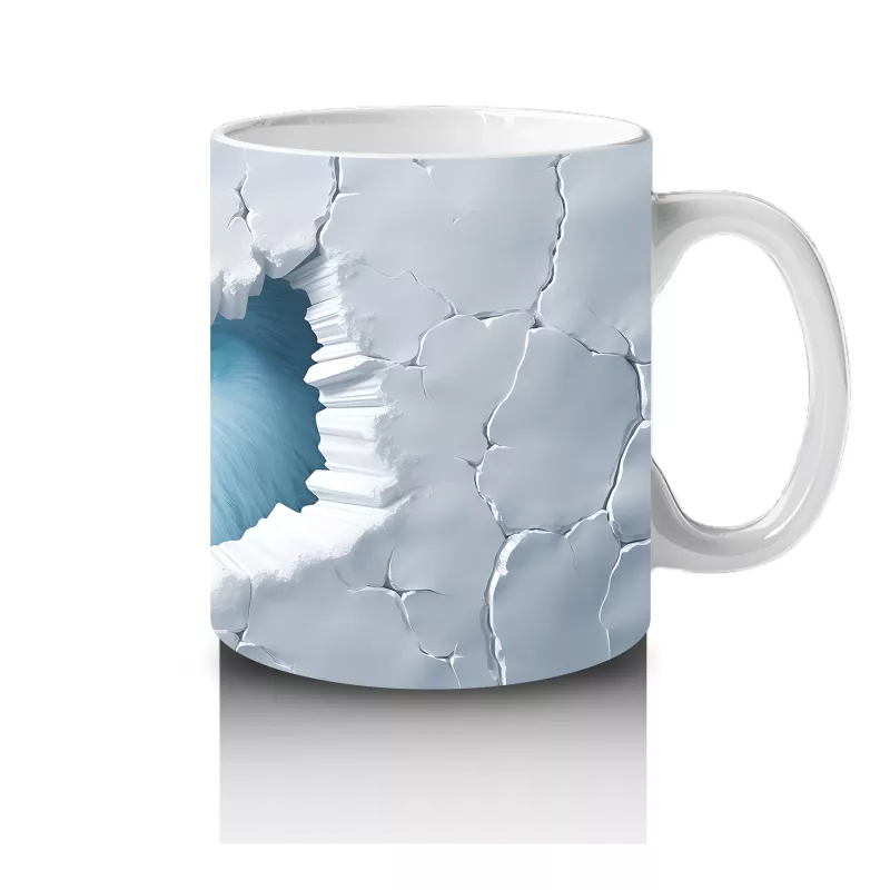 Çatlak Buzdan Bakan Mavi Yeti Yüzü – Baskılı Kahve Kupası - 4