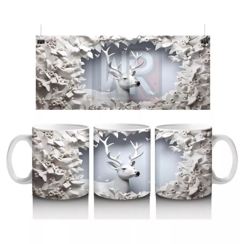 Çatlak Duvar Arasında Boynuzlu Geyik – Baskılı Kahve Kupası